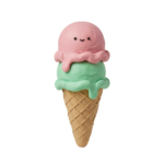 Cute 3D Pink Clay Ice Cream Cone Character Transparent Background