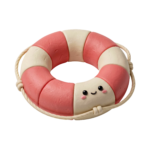 Cute 3D Pink Lifebuoy Swim Ring Character Transparent Background