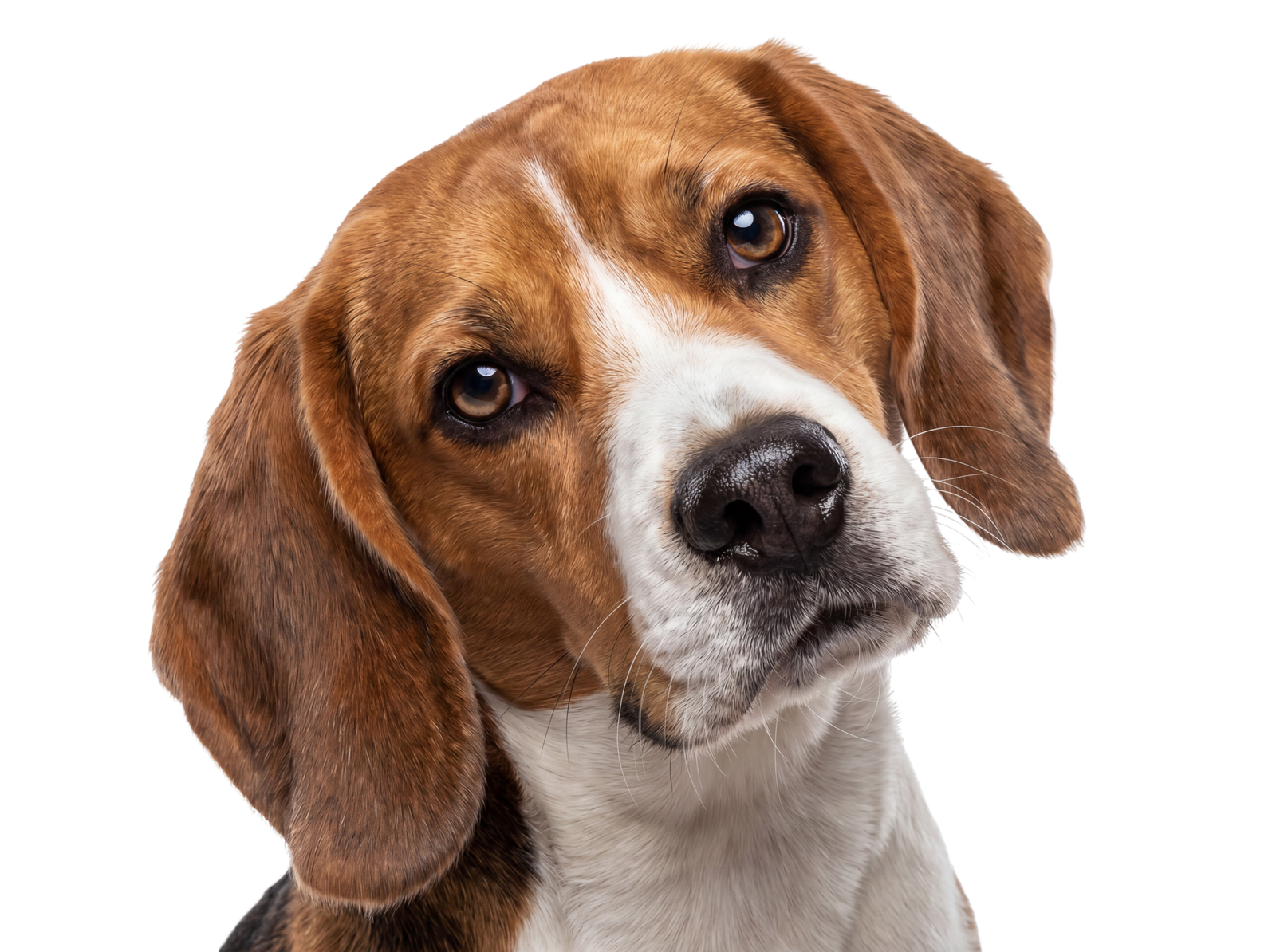 Cute Beagle Dog Head Looking Up Isolated