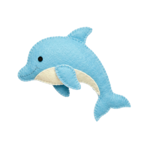 Cute Blue Felt Dolphin Animal Toy Transparent Background