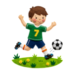 Cute Boy Kicking Soccer Football Transparent Background