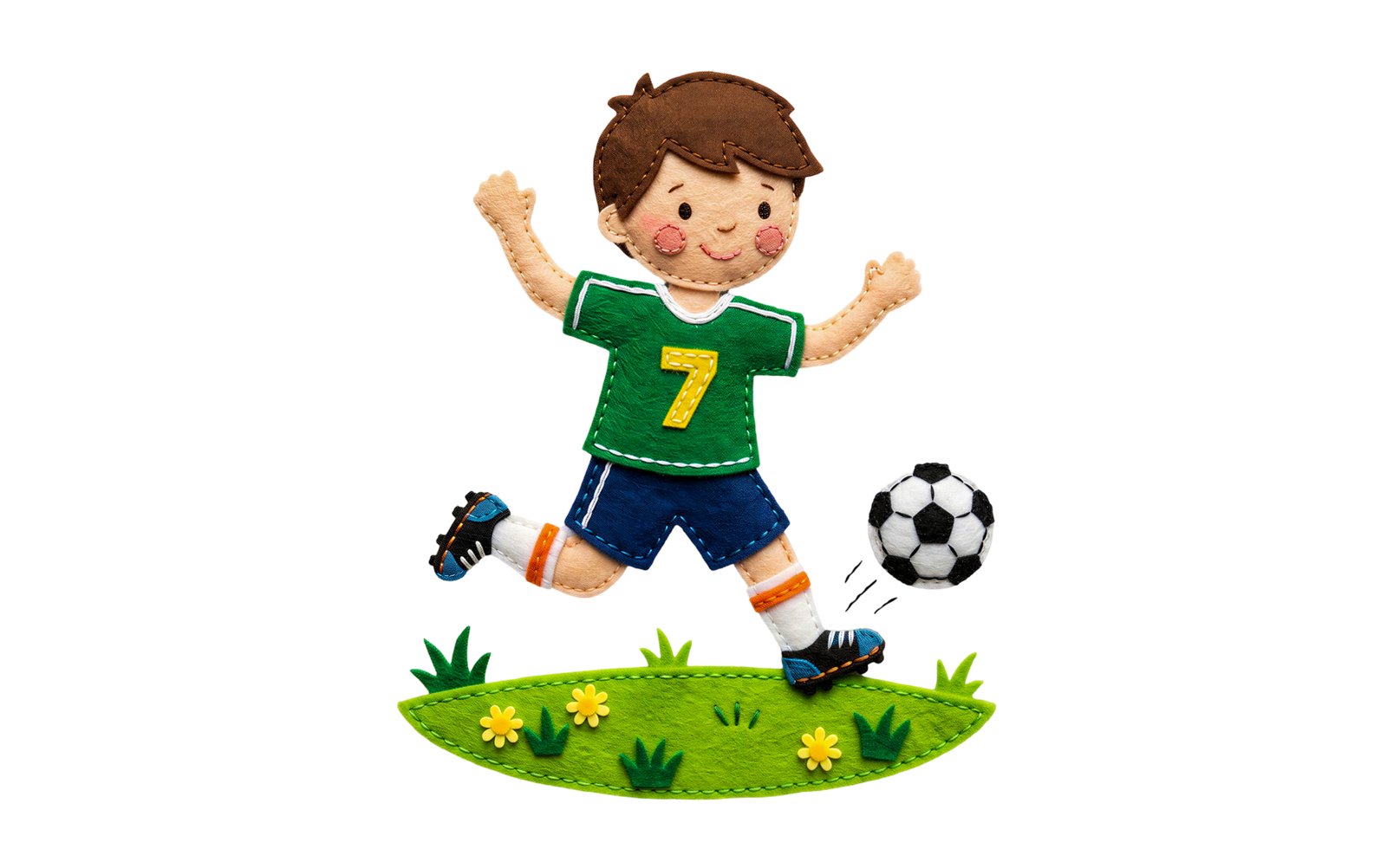 Cute Boy Kicking Soccer Football Transparent Background
