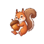 Cute Cartoon Squirrel Holding Acorn illustration