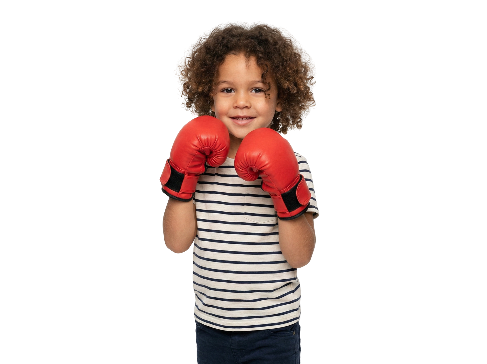 Cute Child Wearing Red Boxing Gloves Transparent Background