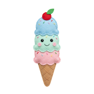 Cute Felt Ice Cream Cone Toy Transparent Background