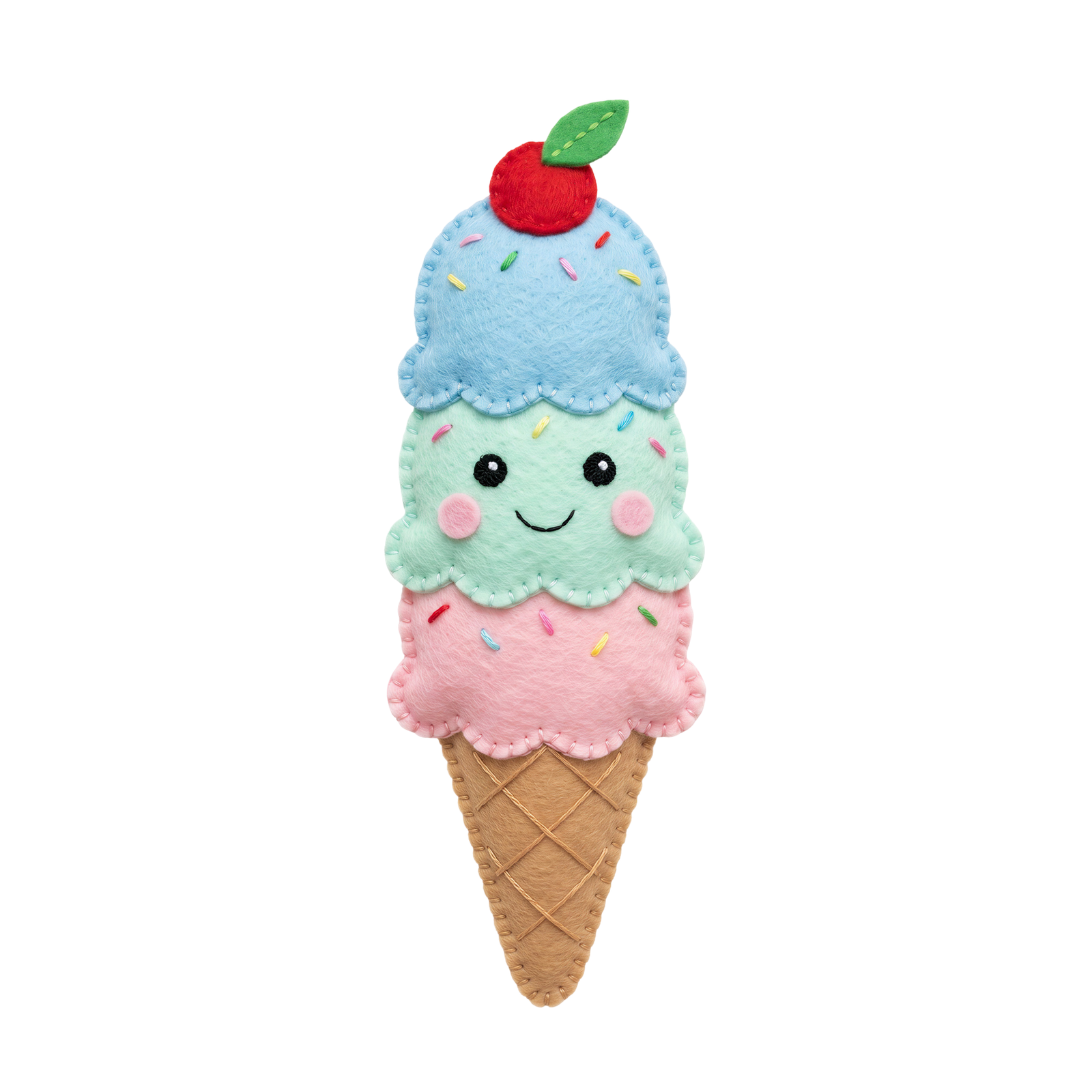 Cute Felt Ice Cream Cone Toy Transparent Background
