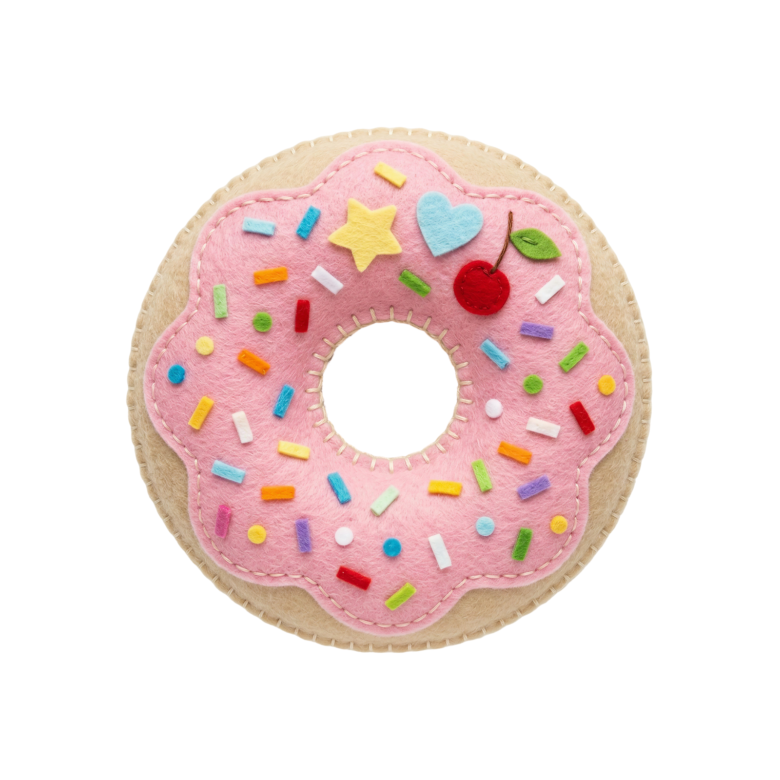 Cute Felt Pink Donut Toy Transparent Background
