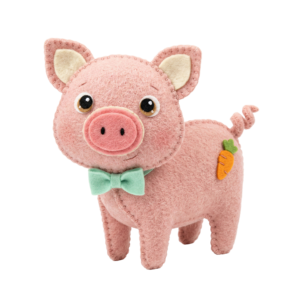 Cute Felt Pink Pig Toy Craft Transparent Background