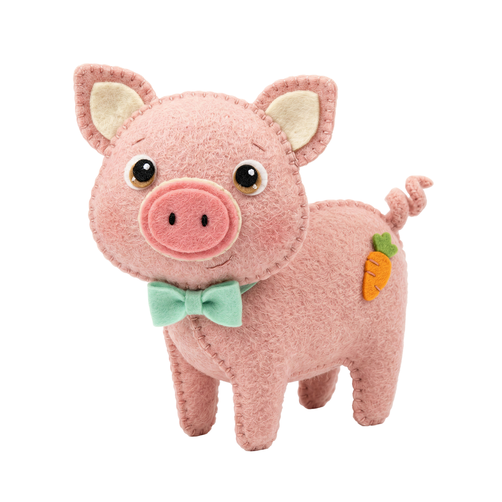 Cute Felt Pink Pig Toy Craft Transparent Background