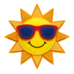 Cute Felt Sun Wearing Sunglasses Transparent Background