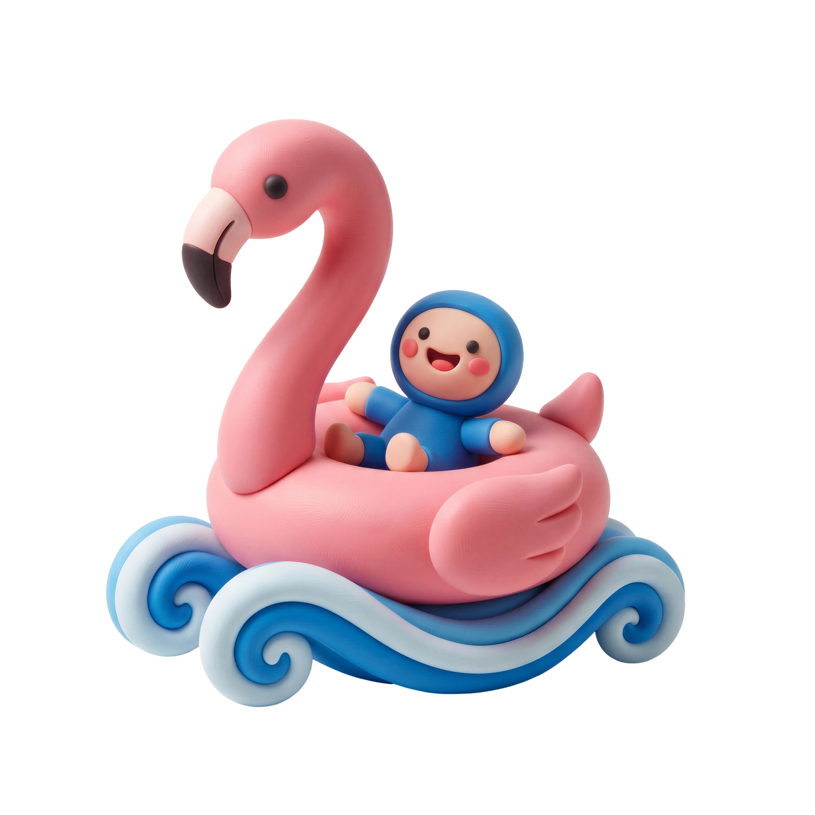 Cute Flamingo Float with Baby Toy 3D Transparent Backgroun