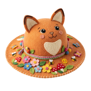 Cute Fox Face Summer Hat Craft Transparent Background