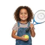 Cute Girl Holding Tennis Racket Ball Sport Transparent Background