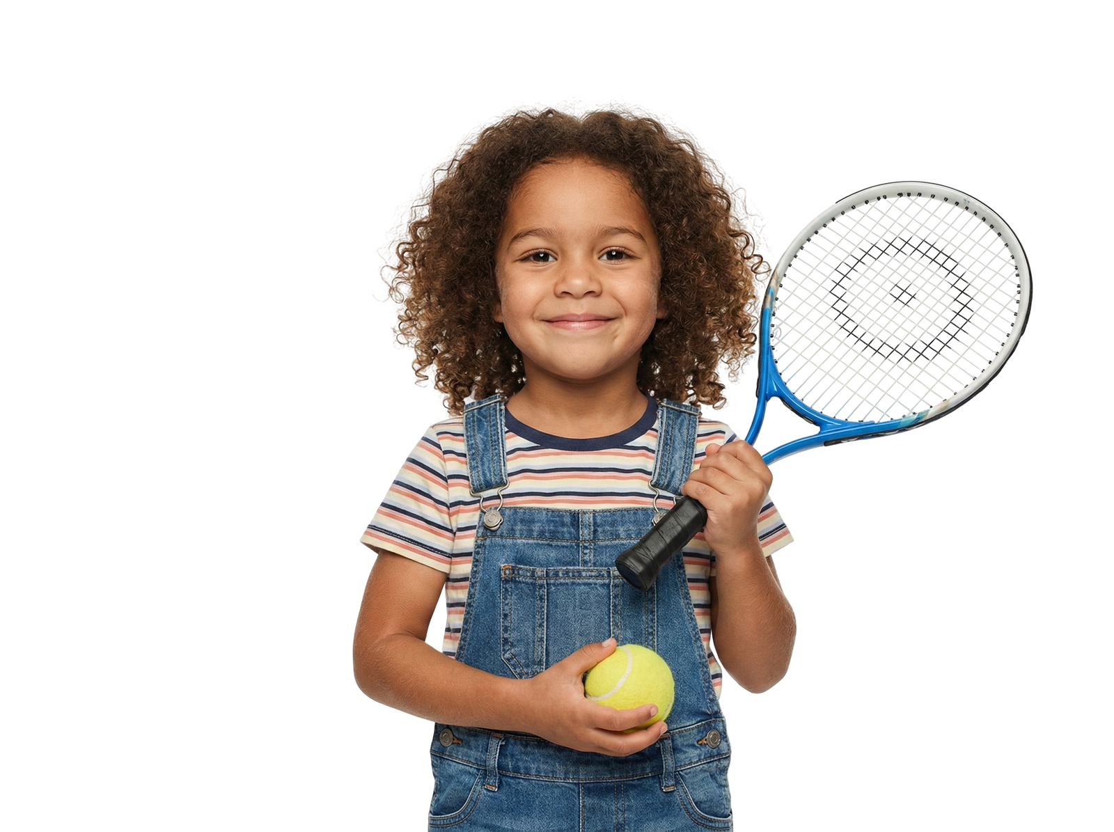 Cute Girl Holding Tennis Racket Ball Sport Transparent Background