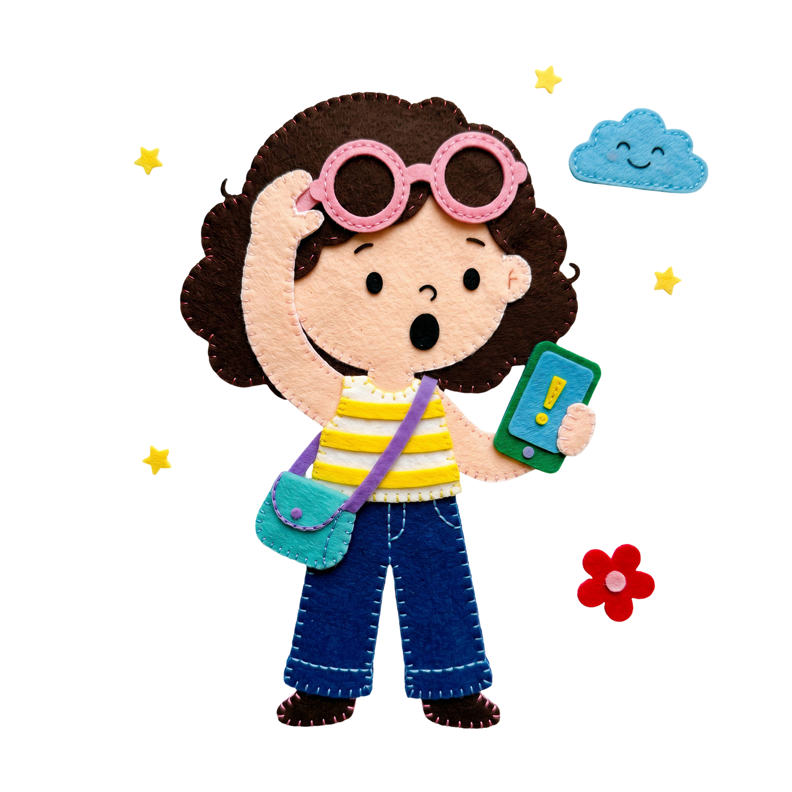 Cute Girl Taking Photo with Smartphone Transparent Background