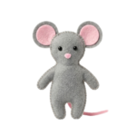 Cute Grey Felt Mouse Toy Character Transparent Background