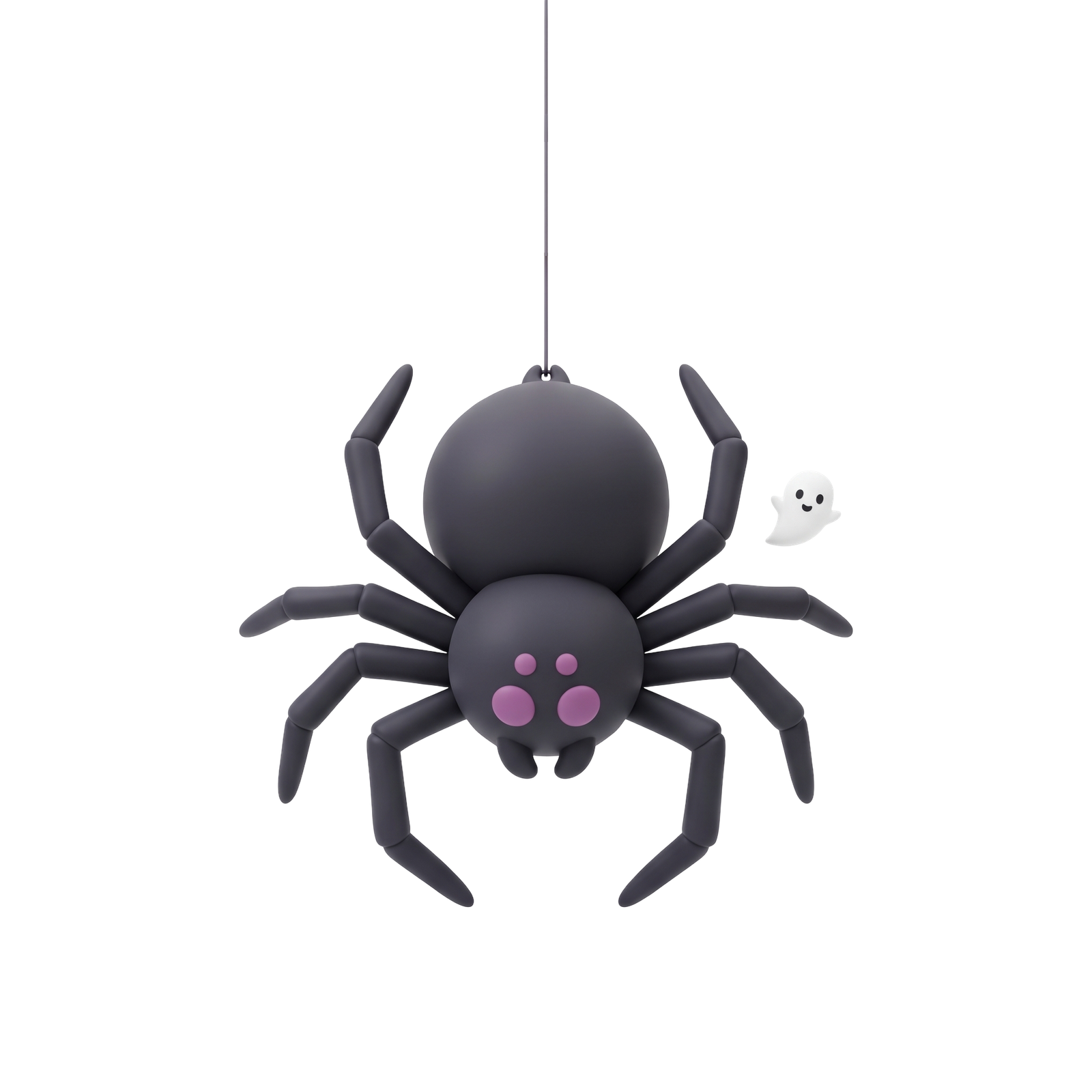 Cute Halloween Spider Hanging on transparent background