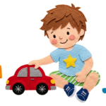 Cute Little Boy Playing with Toy Cars Transparent Background