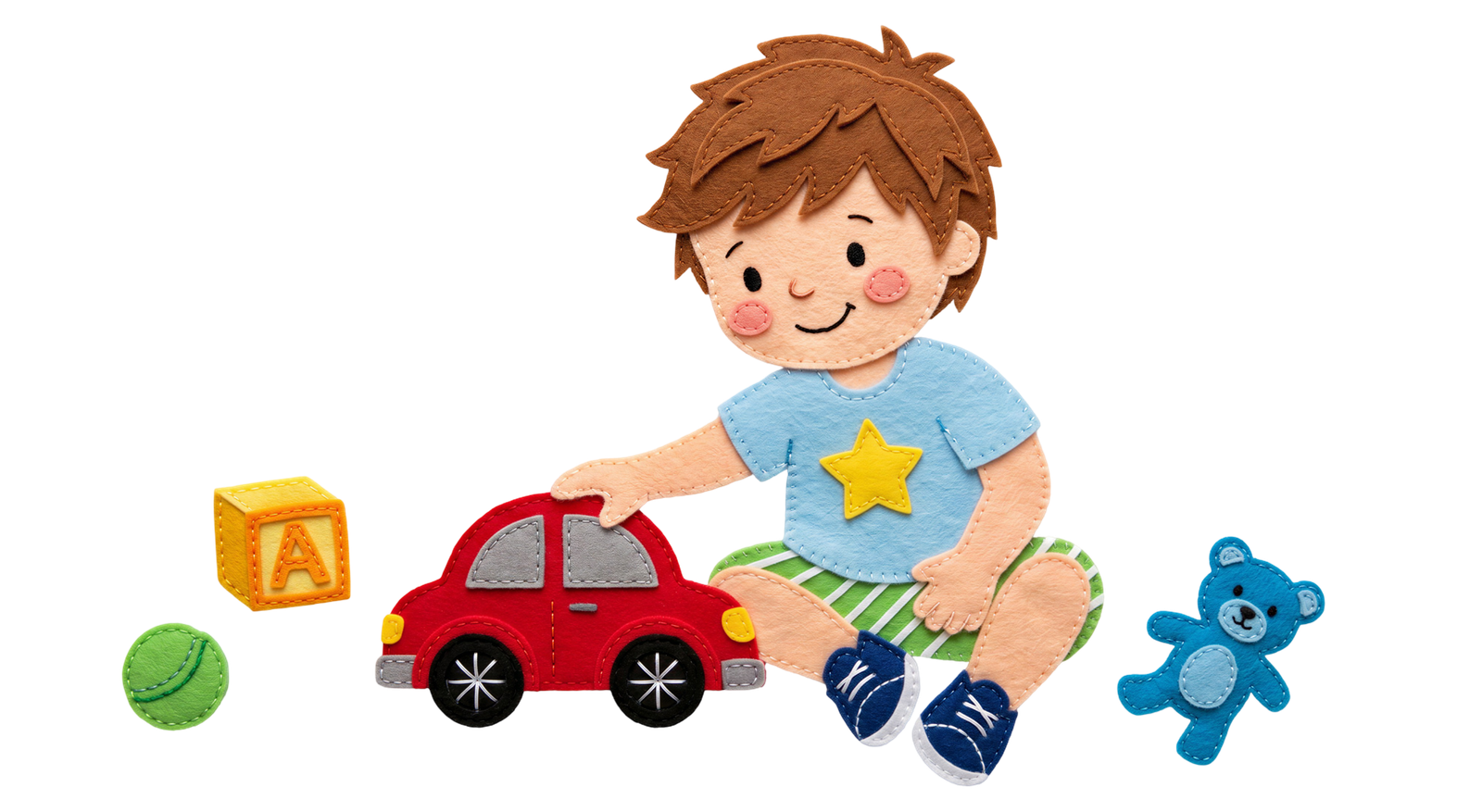 Cute Little Boy Playing with Toy Cars Transparent Background
