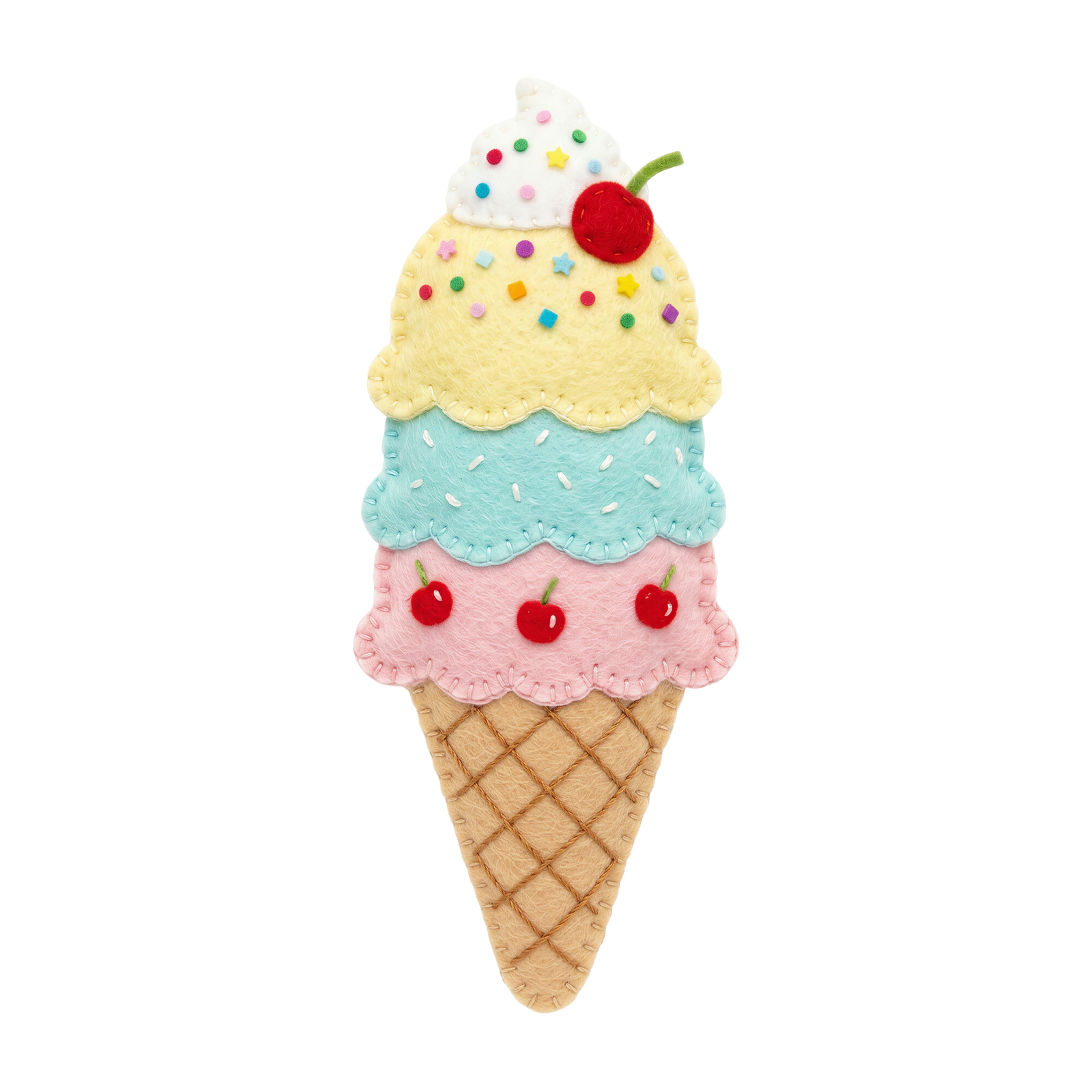 Cute Pastel Ice Cream Cone 3D Object Transparent Background