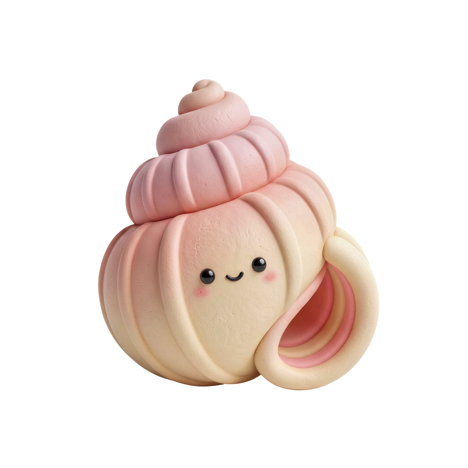 Cute Pink Pastel Seashell 3D Object Transparent Background