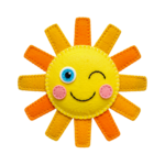 Cute Winking Felt Sun Toy Transparent Background