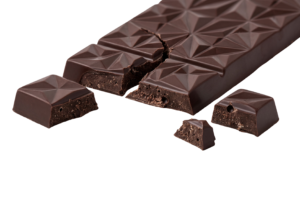Dark Chocolate Bar Broken Pieces Isolated