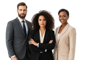 Diverse Business Team Standing Confident in Suits Transparent Background