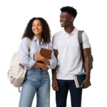 Diverse Students Holding Books Smiling Together Isolated