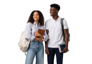 Diverse Students Holding Books Smiling Together Isolated
