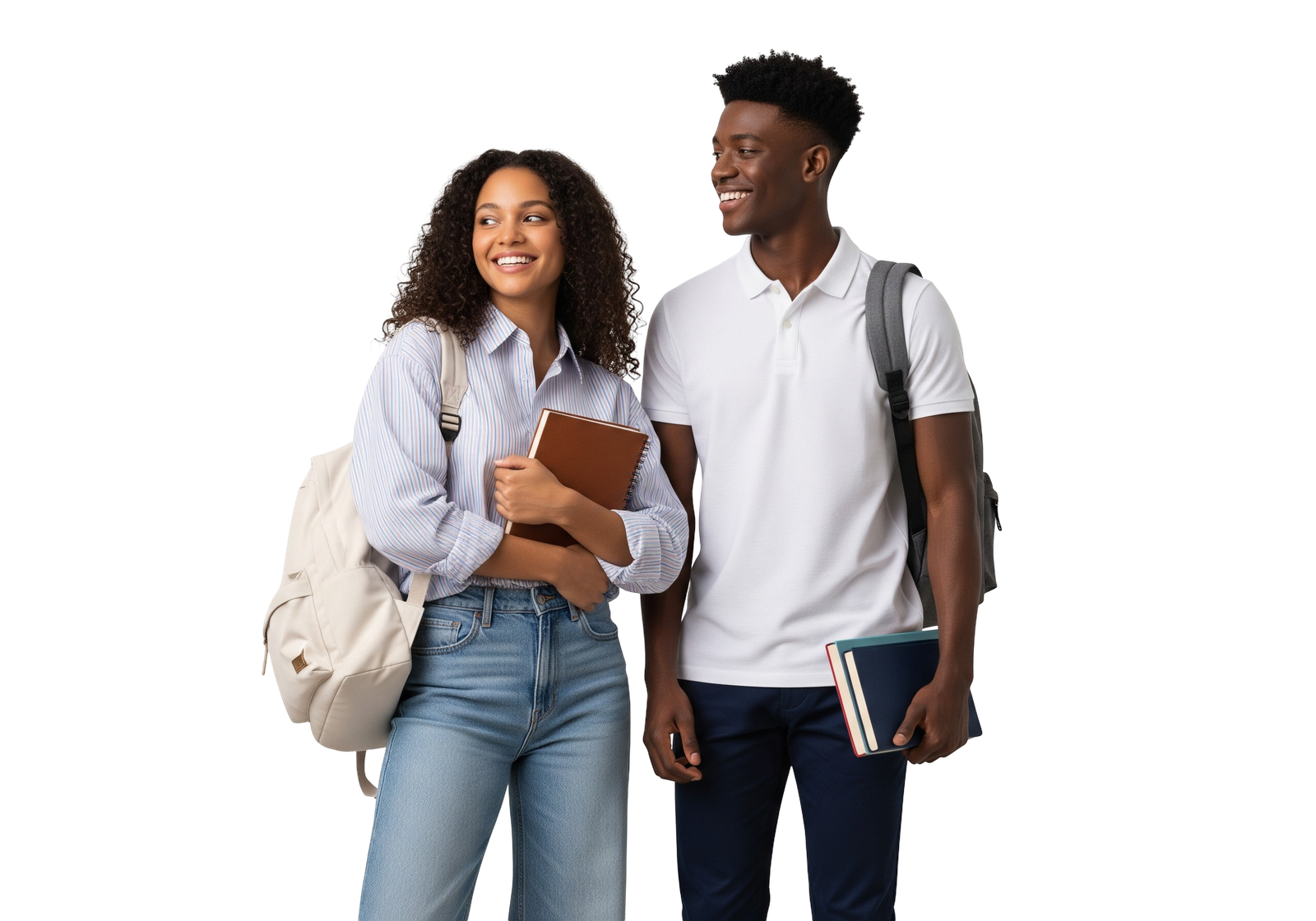 Diverse Students Holding Books Smiling Together Isolated