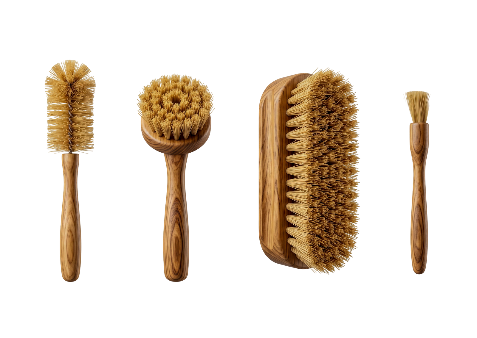 Eco Wooden Cleaning Brushes Set Isolated