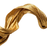 Elegant Golden Silk Satin Ribbon Wave Isolated