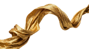 Elegant Golden Silk Satin Ribbon Wave Isolated