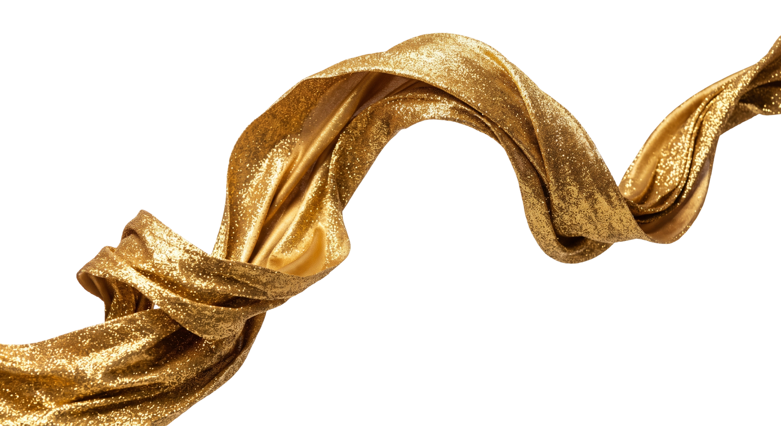 Elegant Golden Silk Satin Ribbon Wave Isolated