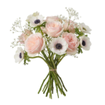 Elegant Rose and Anemone Flower Bouquet Bunch Transparent Background