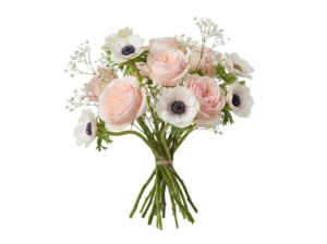 Elegant Rose and Anemone Flower Bouquet Bunch Transparent Background