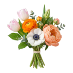 Elegant Rose and Anemone Flower Bouquet Transparent Background