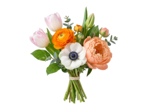 Elegant Rose and Anemone Flower Bouquet Transparent Background