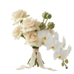 Elegant White Flowers and Orchid Bouquet Transparent Background
