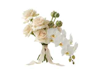 Elegant White Flowers and Orchid Bouquet Transparent Background
