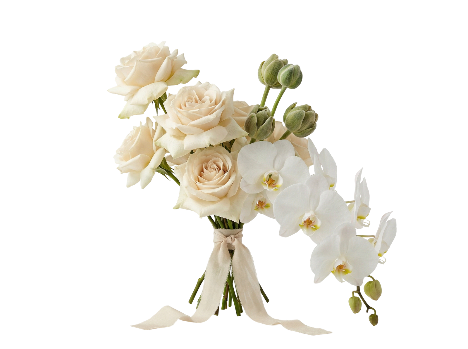Elegant White Flowers and Orchid Bouquet Transparent Background