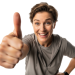 Excited Joyful Man Giving Thumbs Up Gesture Transparent Background