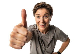 Excited Joyful Man Giving Thumbs Up Gesture Transparent Background