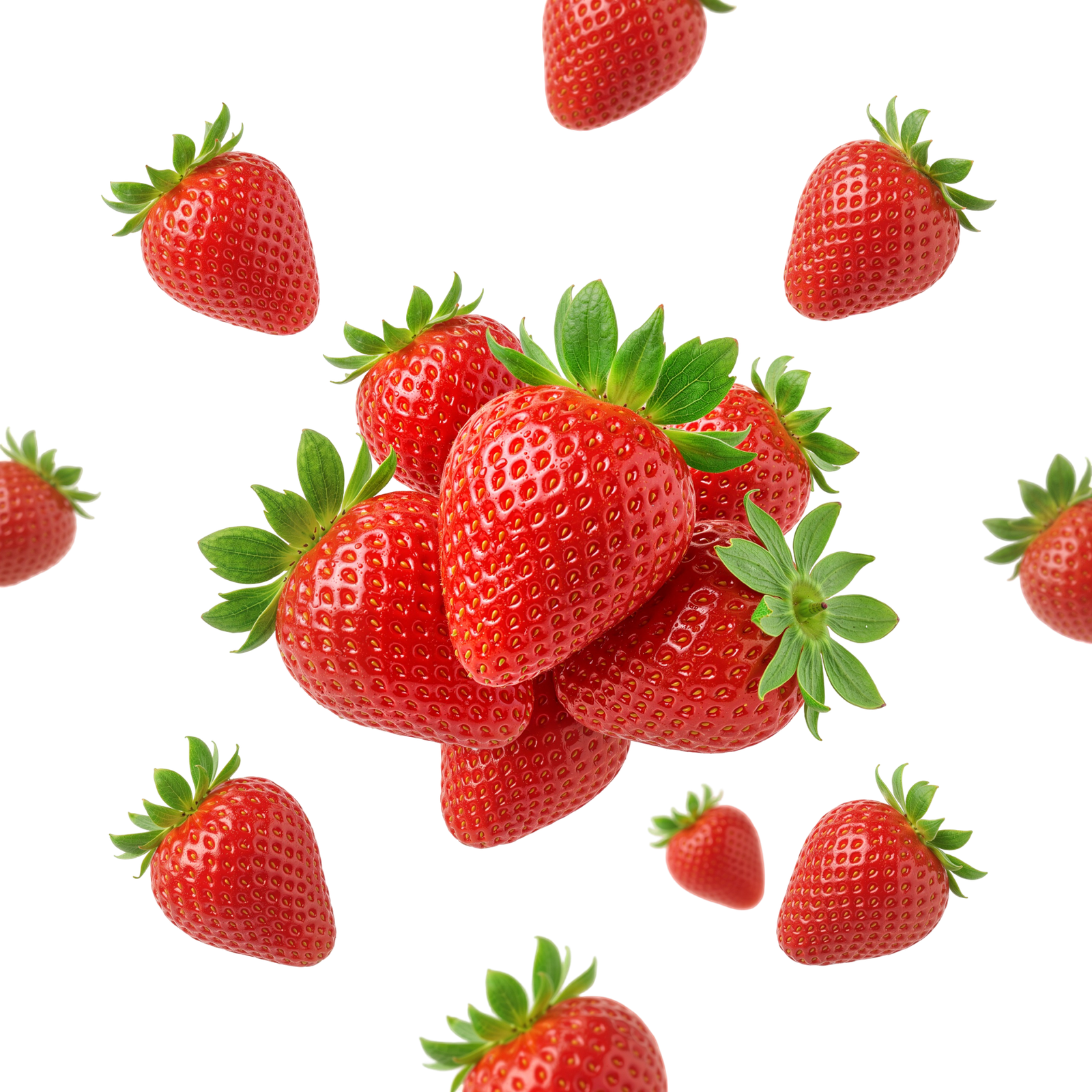 Falling Red Strawberries Pattern Composition