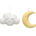 Felt Moon and Cloud Hanging Ornaments Set Transparent Background
