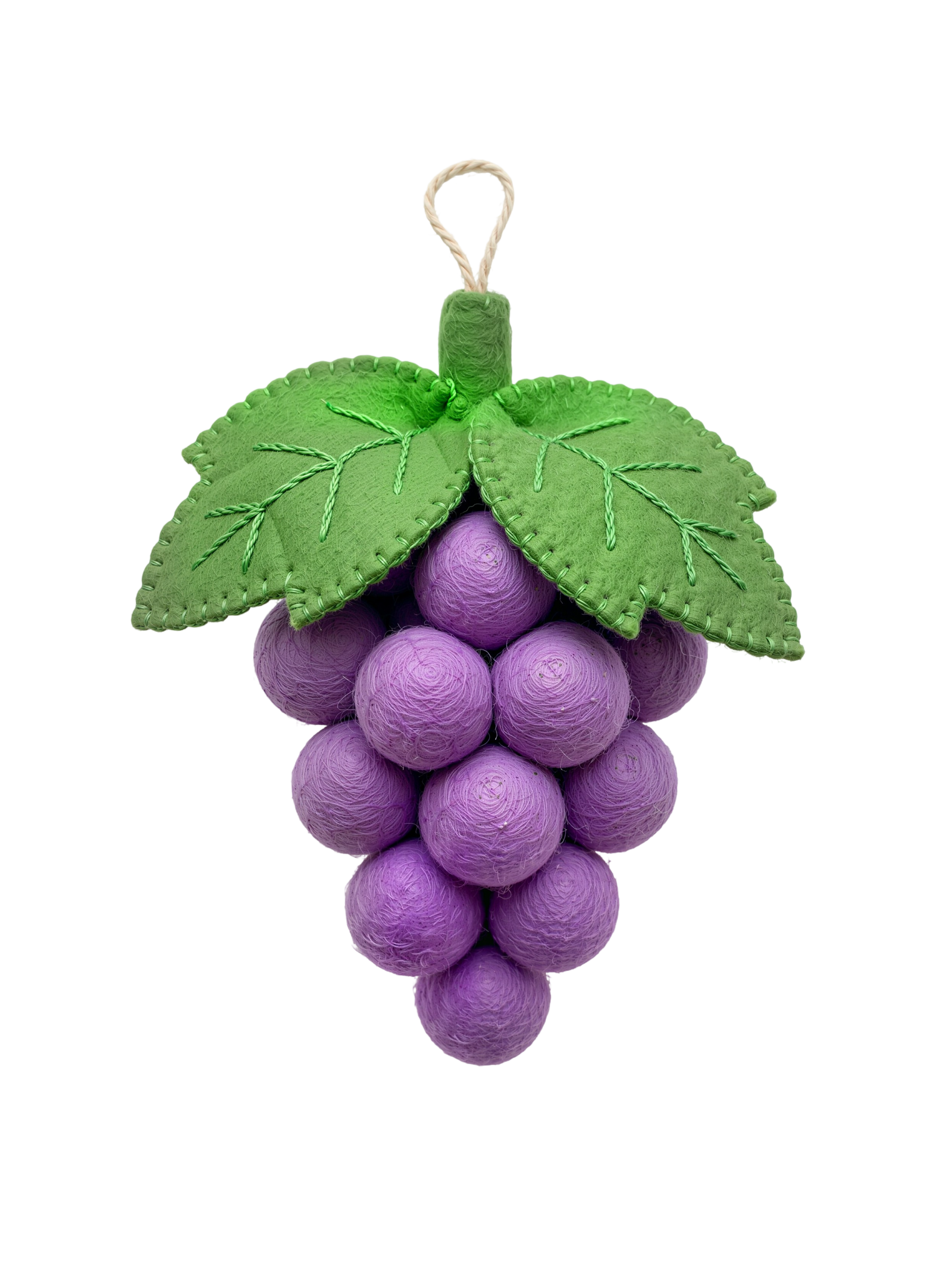 Felt Purple Grape Cluster Hanging Ornament Transparent Background