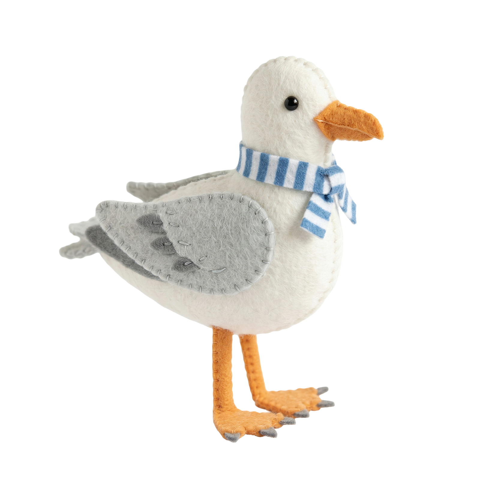 Felt Seagull Bird Toy with Scarf Transparent Background