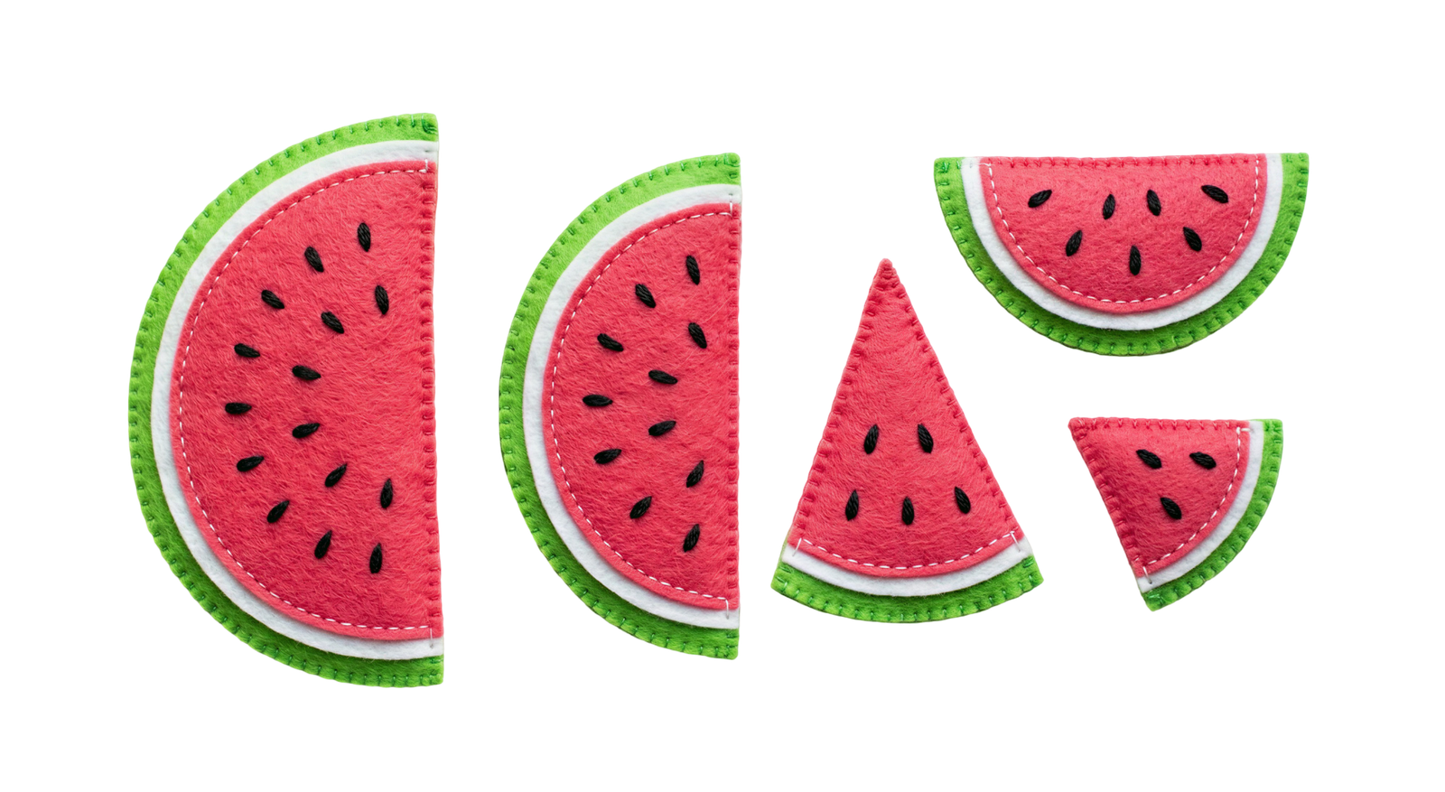 Felt Watermelon Slices Cut Set Transparent Background