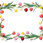 Floral Flower and Leaf Frame Border